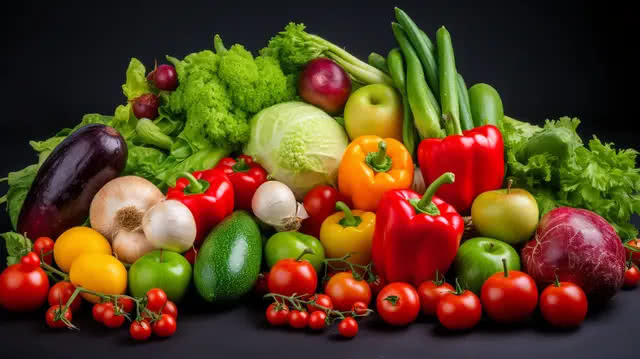 Pngtree bunch of fresh vegetables and fruits on a black background image 28993411
